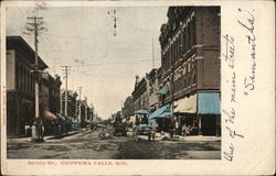 Bridge Street, Chippewa Falls, Wis. Wisconsin Postcard Postcard Postcard