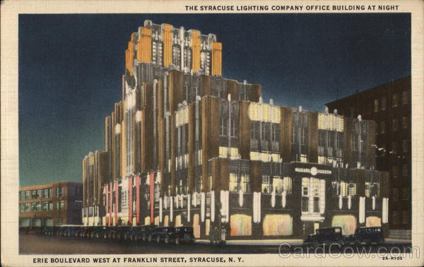 They Syracuse Lighting Company Office Building at Night New York