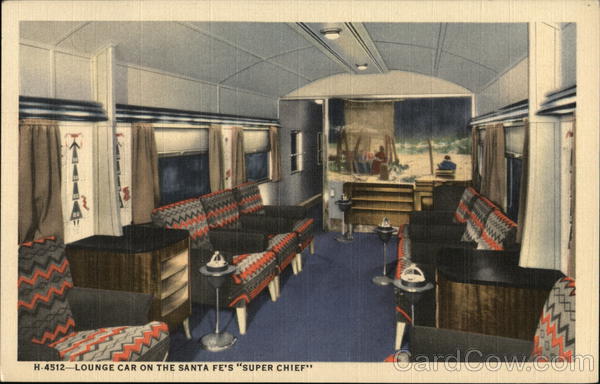 Lounge Car on the Santa Fe's Super Chief Trains, Railroad