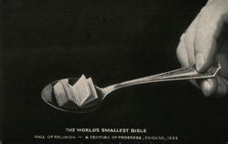The World's Smallest Bible, Hall of Religion, A Century of Progress Chicago, IL 1933 Chicago World Fair Postcard Postcard Postcard