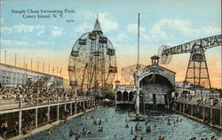 Steeple Chase Swimming Pool, Coney Island Postcard