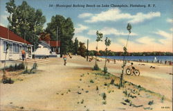 Municipal Bathing Beach on Lake Champlain Postcard