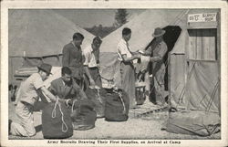 Army Recruits Drawing Their First Supplies, On Arrival at Camp Postcard Postcard Postcard