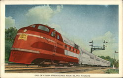 One of 8 New Streamlined Rock Island Rockets Trains, Railroad Postcard Postcard Postcard