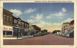 Sangamon Avenue, Main Business Street Postcard