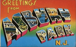 Greetings From Asbury Park, N.J. New Jersey Postcard Postcard Postcard