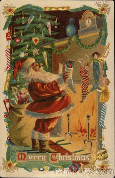 Merry Christmas: Santa Holding a Stocking Toys