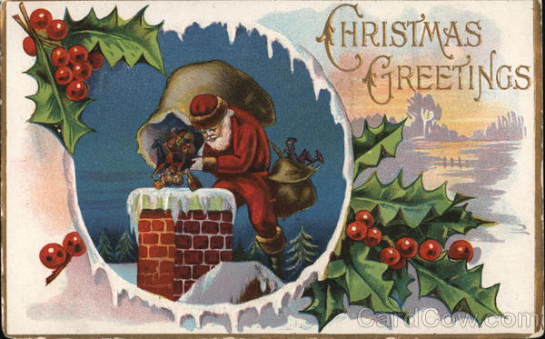 Santa Tossing Toys Chimney