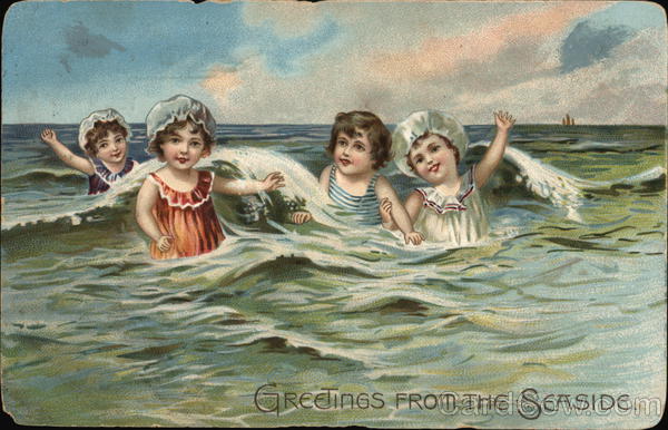 Greetings from the Seaside - Children Swimming