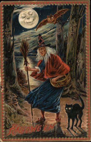 Witch and Black Cat Halloween