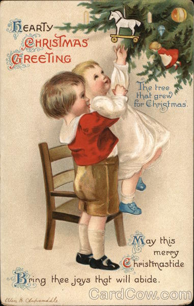 Hearty Christmas Greeting Children Ellen Clapsaddle Postcard