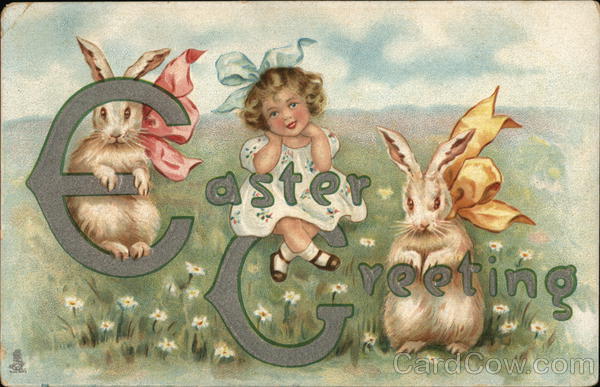 Easter Greeting With Bunnies