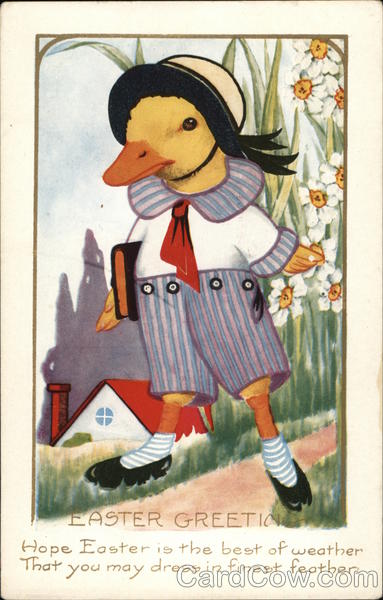 Duckling in Schoolboy Clothing With Other Animals