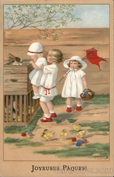 3 Toddlers with Bunnies, Chicks and Easter Eggs With Children