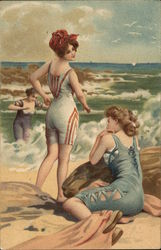 Ladies On The Beach Postcard