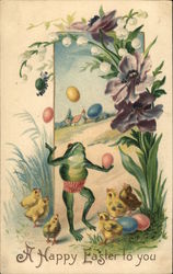 Frog Juggling Easter Eggs Postcard