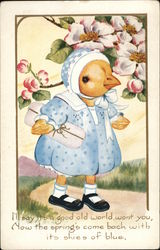 A chick in a blue dress Postcard