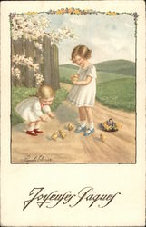 Joyeuses Paques With Children Postcard Postcard Postcard