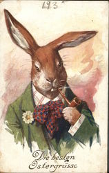 Bunny Smoking Pipe Postcard