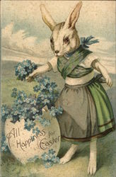 All Happiness for Easter With Bunnies Postcard Postcard Postcard