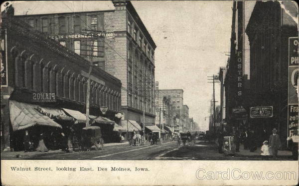 Walnut Street, Looking East Des Moines Iowa