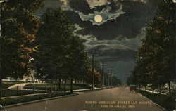 North Meridian Street (at night). Postcard