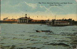 Bay View showing Pavilion and Bath House Postcard