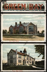 Green Bay: East High School, West High School Postcard