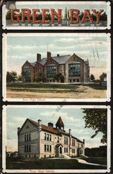 Green Bay: East High School, West High School Wisconsin Postcard Postcard Postcard