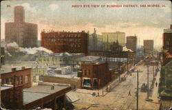 Bird's Eye View of Business District Postcard