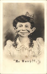 Female Alfred E. Neuman "Me worry?" Postcard
