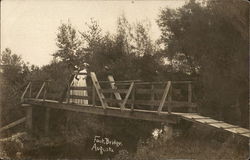 People on Foot Bridge Augusta, WI Postcard Postcard Postcard