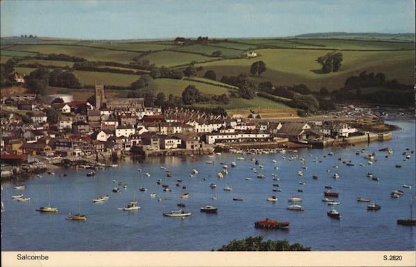 Aerial View of Town and Harbor Salcombe England