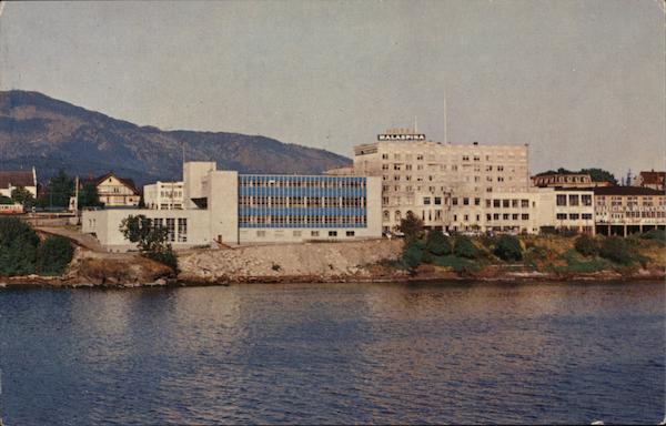 Federal Building and Malaspina Hotel from Harbour Nanaimo BC Canada