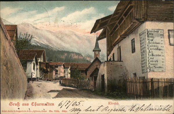 View of Town and Church Churwalden Switzerland