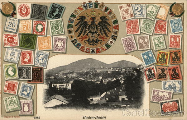 View of Town and Stamps Baden-Baden Germany