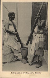 Native Women Crushing Corn Postcard