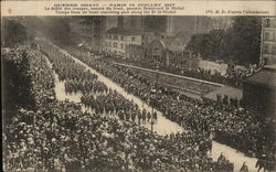 Trrops Marching on Boulevard Saint-Michel, Paris 14th July 1917 Postcard