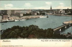 Kongl. Slottet och Norrstrom fran Skeppsholmen Stockholm, Sweden Postcard Postcard