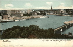 Kongl. Slottet och Norrstrom fran Skeppsholmen Postcard