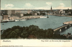 Kongl. Slottet och Norrstrom fran Skeppsholmen Postcard