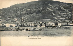 View of Town and Rhine RIver Postcard