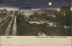 Panorama uber den Volksgarten mit Franzenring Vienna, Austria Postcard Postcard