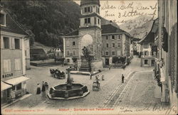 Dorfplatz mit Teildenkmal Postcard