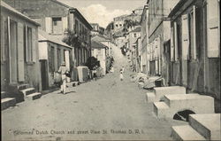 Reformed Dutch Church adn Street View St. Thomas, VI Caribbean Islands Postcard Postcard