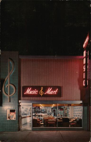 Arcadia Music Mart California Postcard