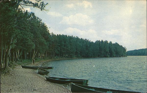 View of the Shoreline, Moon Lake at Moon Beach Camp Eagle River Wisconsin