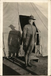 Soldier Outside Tent Postcard