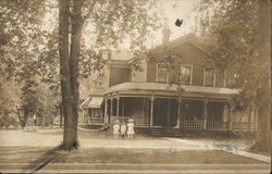 Siblings Posing In Front of Home Mendota, IL Postcard