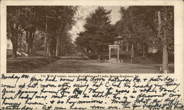 The Wells Fountain, Junction North Main and Linden Streets Brattleboro Vermont